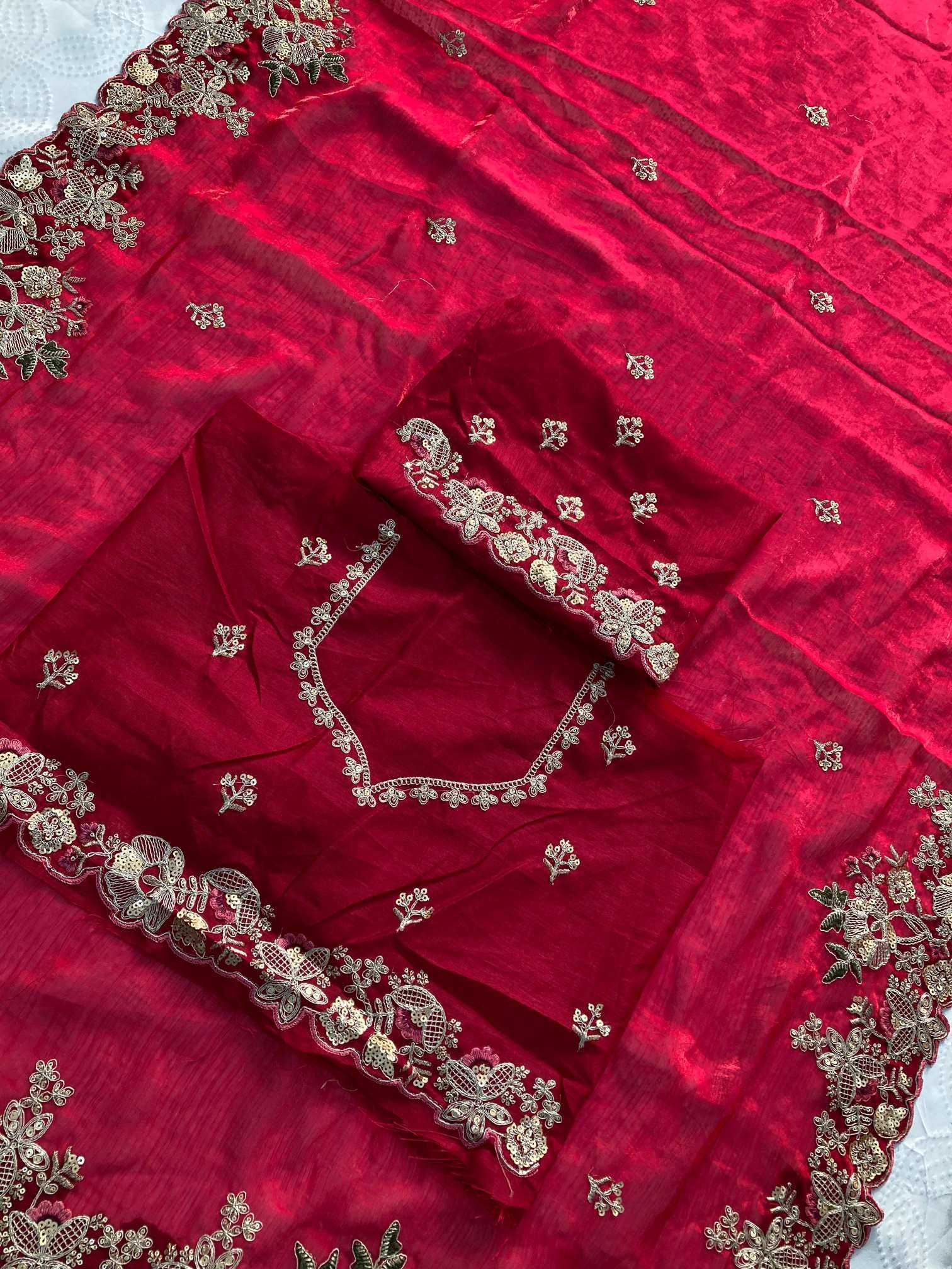 Chiffon  Embroidered Cutwork Saree